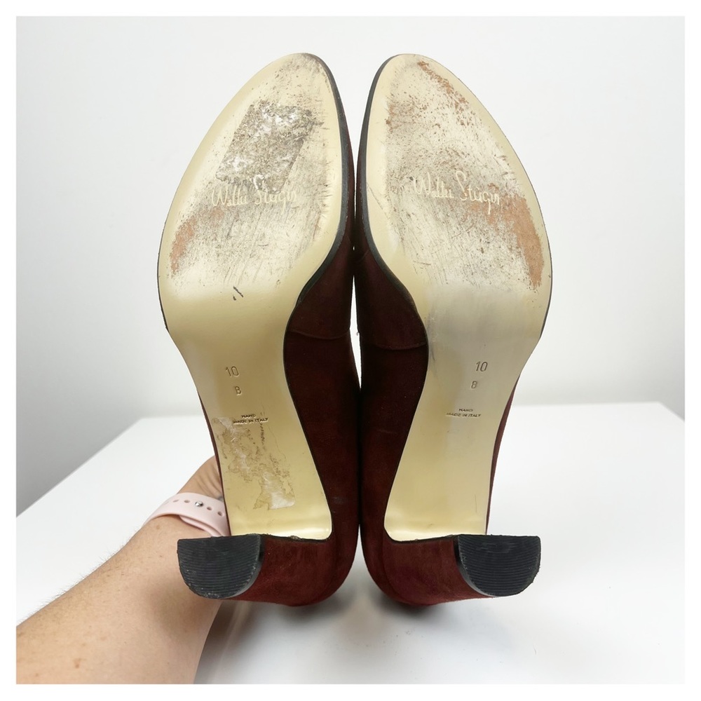 Walter Steiger Burgundy Suede Heels Size 10 - Picture 6 of 9